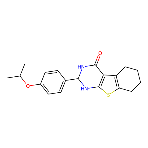 2-(4-isopropoxyphenyl)-2,3,5,6,7,8-hexahydrobenzo[4,5]thieno[2,3-d]pyrimidin-4(1H)-one structure