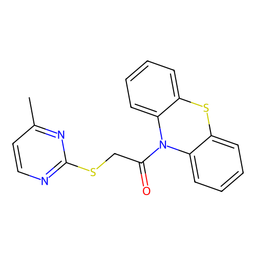 2-[(4-methylpyrimidin-2-yl)sulfanyl]-1-(10H-phenothiazin-10-yl)ethanone structure