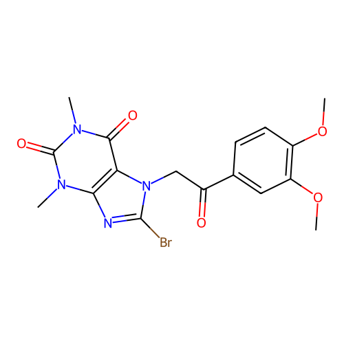 8-bromo-7-(2-(3,4-dimethoxyphenyl)-2-oxoethyl)-1,3-dimethyl-1H-purine-2,6(3H,7H)-dione structure