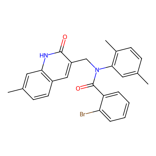 2-bromo-N-(2,5-dimethylphenyl)-N-((2-hydroxy-7-methylquinolin-3-yl)methyl)benzamide structure