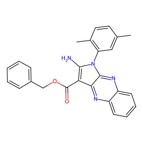 benzyl 2-amino-1-(2,5-dimethylphenyl)-1H-pyrrolo[2,3-b]quinoxaline-3-carboxylate structure