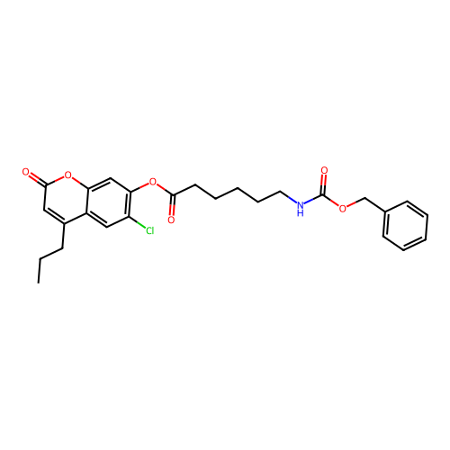 6-chloro-2-oxo-4-propyl-2H-chromen-7-yl 6-(((benzyloxy)carbonyl)amino)hexanoate structure