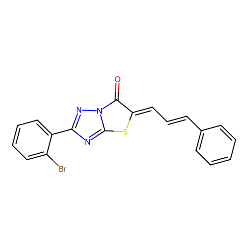 (5Z)-2-(2-BROMOPHENYL)-5-[(2E)-3-PHENYLPROP-2-EN-1-YLIDENE]-5H,6H-[1,2,4]TRIAZOLO[3,2-B][1,3]THIAZOL-6-ONE structure