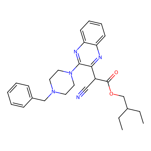 2-Ethylbutyl [3-(4-benzylpiperazin-1-yl)quinoxalin-2-yl](cyano)acetate structure
