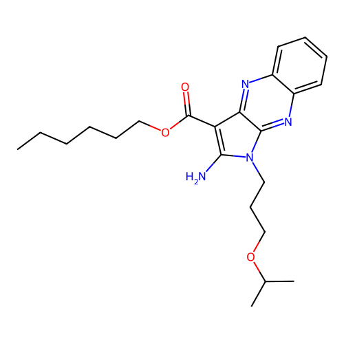 hexyl 2-amino-1-(3-isopropoxypropyl)-1H-pyrrolo[2,3-b]quinoxaline-3-carboxylate structure