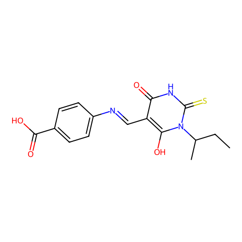 4-[(1-butan-2-yl-4,6-dioxo-2-sulfanylidene-1,3-diazinan-5-ylidene)methylamino]benzoic Acid structure
