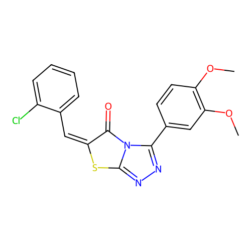 (6E)-6-[(2-chlorophenyl)methylidene]-3-(3,4-dimethoxyphenyl)-[1,3]thiazolo[2,3-c][1,2,4]triazol-5-one structure