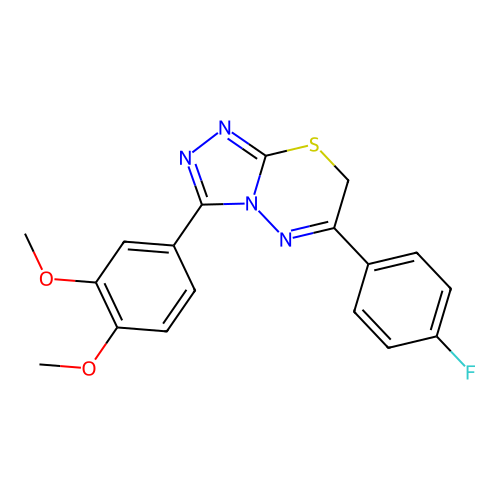 3-(3,4-dimethoxyphenyl)-6-(4-fluorophenyl)-7H-[1,2,4]triazolo[3,4-b][1,3,4]thiadiazine structure