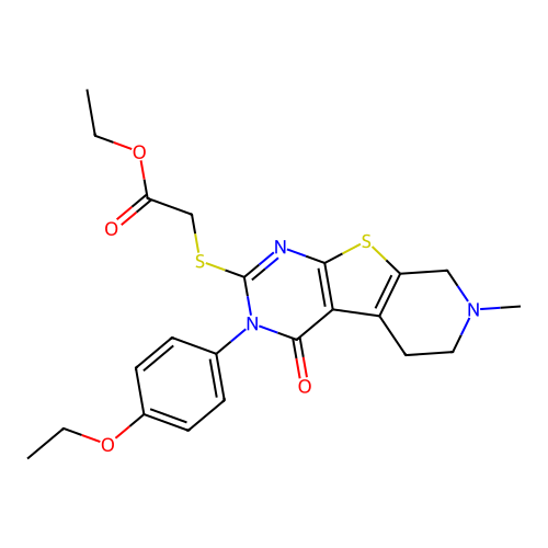 ethyl {[3-(4-ethoxyphenyl)-7-methyl-4-oxo-3,4,5,6,7,8-hexahydropyrido[4',3':4,5]thieno[2,3-d]pyrimidin-2-yl]sulfanyl}acetate structure