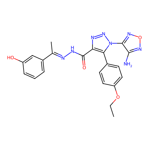 (E)-1-(4-amino-1,2,5-oxadiazol-3-yl)-5-(4-ethoxyphenyl)-N'-(1-(3-hydroxyphenyl)ethylidene)-1H-1,2,3-triazole-4-carbohydrazide structure