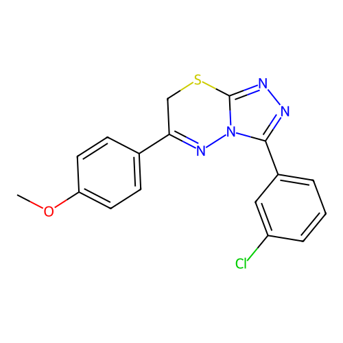 3-(3-chlorophenyl)-6-(4-methoxyphenyl)-7H-[1,2,4]triazolo[3,4-b][1,3,4]thiadiazine structure