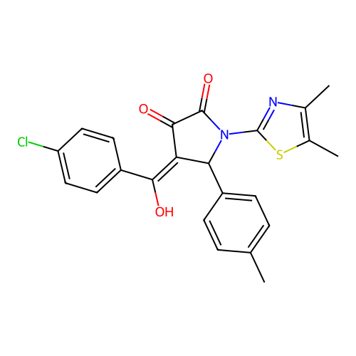 (4E)-4-[(4-chlorophenyl)(hydroxy)methylidene]-1-(4,5-dimethyl-1,3-thiazol-2-yl)-5-(4-methylphenyl)pyrrolidine-2,3-dione structure