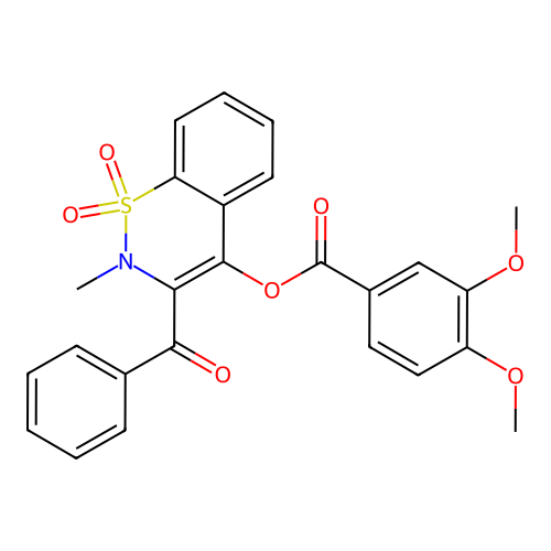 3-benzoyl-2-methyl-1,1-dioxido-2H-1,2-benzothiazin-4-yl 3,4-dimethoxybenzoate structure