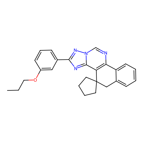 2-(3-propoxyphenyl)-5H-spiro[benzo[h][1,2,4]triazolo[1,5-c]quinazoline-4,1'-cyclopentane] structure