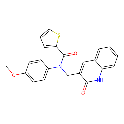 N-(4-methoxyphenyl)-N-[(2-oxo-1H-quinolin-3-yl)methyl]thiophene-2-carboxamide structure