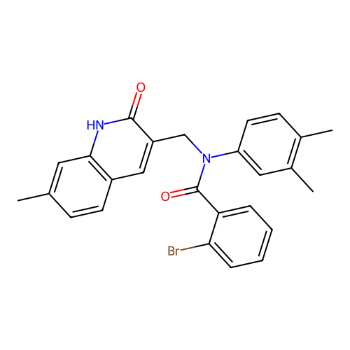 2-bromo-N-(3,4-dimethylphenyl)-N-((2-hydroxy-7-methylquinolin-3-yl)methyl)benzamide structure