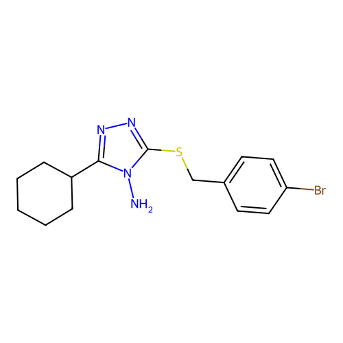 3-[(4-bromobenzyl)sulfanyl]-5-cyclohexyl-4H-1,2,4-triazol-4-amine structure