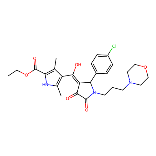 ethyl 4-(2-(4-chlorophenyl)-4-hydroxy-1-(3-morpholinopropyl)-5-oxo-2,5-dihydro-1H-pyrrole-3-carbonyl)-3,5-dimethyl-1H-pyrrole-2-carboxylate structure
