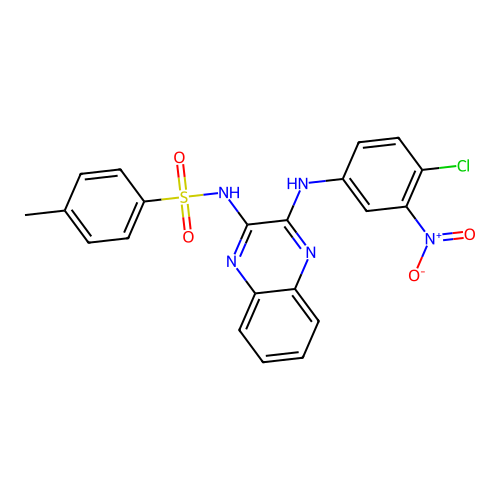 N-(3-((4-chloro-3-nitrophenyl)amino)quinoxalin-2-yl)-4-methylbenzenesulfonamide structure