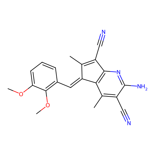 (5E)-2-amino-5-[(2,3-dimethoxyphenyl)methylidene]-4,6-dimethylcyclopenta[b]pyridine-3,7-dicarbonitrile structure