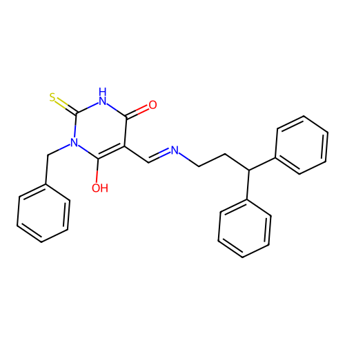 1-benzyl-5-[(3,3-diphenylpropylamino)methylidene]-2-sulfanylidene-1,3-diazinane-4,6-dione structure