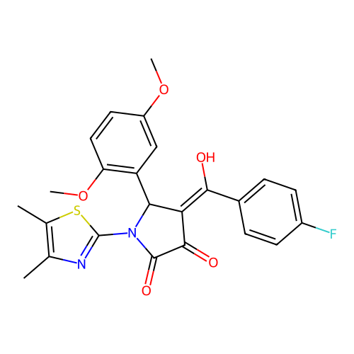 (4E)-5-(2,5-dimethoxyphenyl)-1-(4,5-dimethyl-1,3-thiazol-2-yl)-4-[(4-fluorophenyl)(hydroxy)methylidene]pyrrolidine-2,3-dione structure