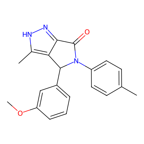 4-(3-methoxyphenyl)-3-methyl-5-(4-methylphenyl)-2,4-dihydropyrrolo[3,4-c]pyrazol-6-one structure
