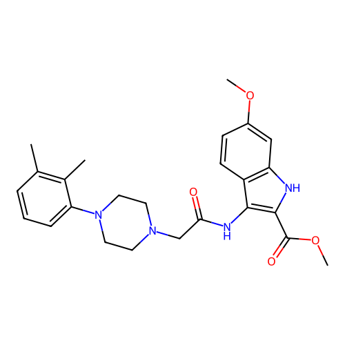 Methyl 3-[[2-[4-(2,3-dimethylphenyl)piperazin-1-yl]acetyl]amino]-6-methoxy-1H-indole-2-carboxylate structure