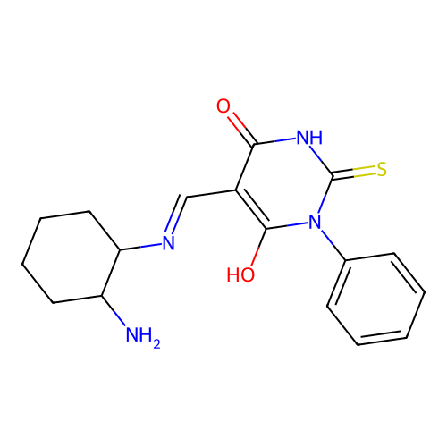5-[[(2-aminocyclohexyl)amino]methylidene]-1-phenyl-2-sulfanylidene-1,3-diazinane-4,6-dione structure