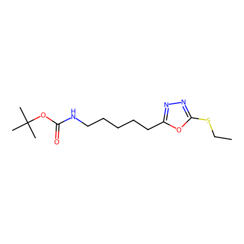 Tert-butyl (5-(5-(ethylthio)-1,3,4-oxadiazol-2-yl)pentyl)carbamate structure