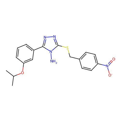 3-(3-isopropoxyphenyl)-5-((4-nitrobenzyl)thio)-4H-1,2,4-triazol-4-amine structure