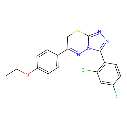 3-(2,4-dichlorophenyl)-6-(4-ethoxyphenyl)-7H-[1,2,4]triazolo[3,4-b][1,3,4]thiadiazine structure