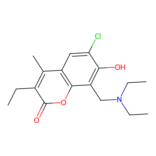 6-chloro-8-[(diethylamino)methyl]-3-ethyl-7-hydroxy-4-methyl-2H-chromen-2-one structure
