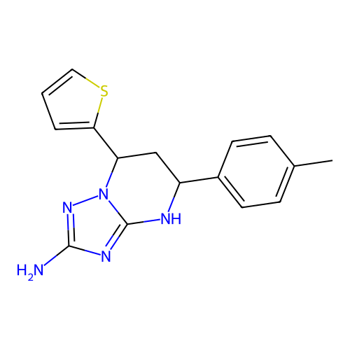 5-(4-methylphenyl)-7-(thiophen-2-yl)-4,5,6,7-tetrahydro[1,2,4]triazolo[1,5-a]pyrimidin-2-amine structure
