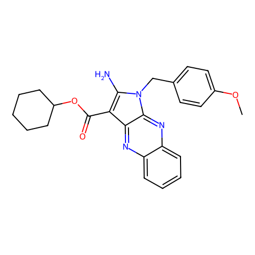 cyclohexyl 2-amino-1-(4-methoxybenzyl)-1H-pyrrolo[2,3-b]quinoxaline-3-carboxylate structure