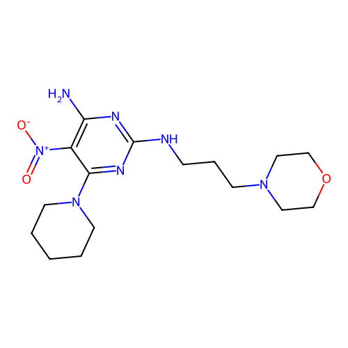 N~2~-[3-(morpholin-4-yl)propyl]-5-nitro-6-(piperidin-1-yl)pyrimidine-2,4-diamine structure