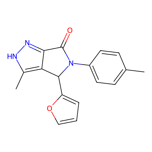 4-(2-Furanyl)-3-methyl-5-(4-methylphenyl)-2,4-dihydropyrrolo[3,4-c]pyrazol-6-one structure