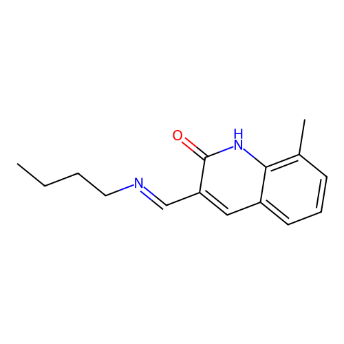 3-[(E)-(butylimino)methyl]-8-methylquinolin-2(1H)-one structure