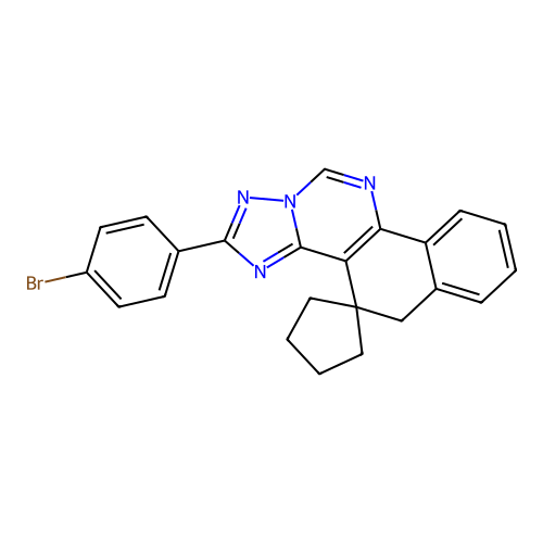 2-(4-bromophenyl)-5H-spiro[benzo[h][1,2,4]triazolo[1,5-c]quinazoline-4,1'-cyclopentane] structure