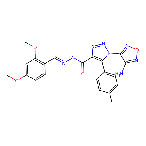 (E)-1-(4-amino-1,2,5-oxadiazol-3-yl)-N'-(2,4-dimethoxybenzylidene)-5-(p-tolyl)-1H-1,2,3-triazole-4-carbohydrazide structure