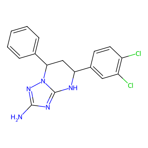 5-(3,4-dichlorophenyl)-7-phenyl-1,5,6,7-tetrahydro-[1,2,4]triazolo[1,5-a]pyrimidin-2-amine structure