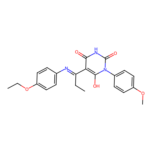 (5E)-5-[1-(4-ethoxyanilino)propylidene]-1-(4-methoxyphenyl)-1,3-diazinane-2,4,6-trione structure