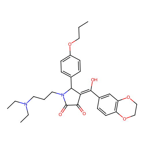 (4E)-1-[3-(diethylamino)propyl]-4-[2,3-dihydro-1,4-benzodioxin-6-yl(hydroxy)methylidene]-5-(4-propoxyphenyl)pyrrolidine-2,3-dione structure