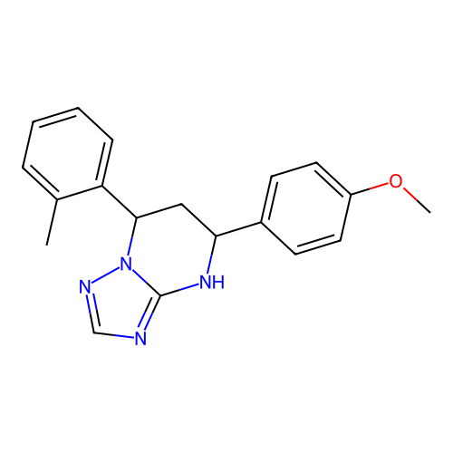 5-(4-methoxyphenyl)-7-(2-methylphenyl)-4,5,6,7-tetrahydro[1,2,4]triazolo[1,5-a]pyrimidine structure