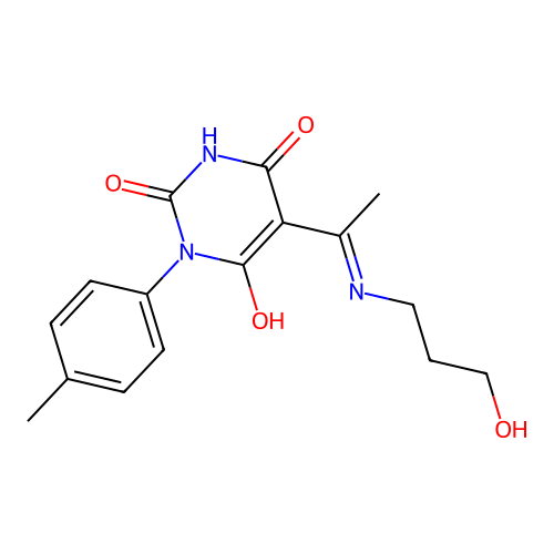 5-[1-(3-hydroxypropylamino)ethylidene]-1-(4-methylphenyl)-1,3-diazinane-2,4,6-trione structure