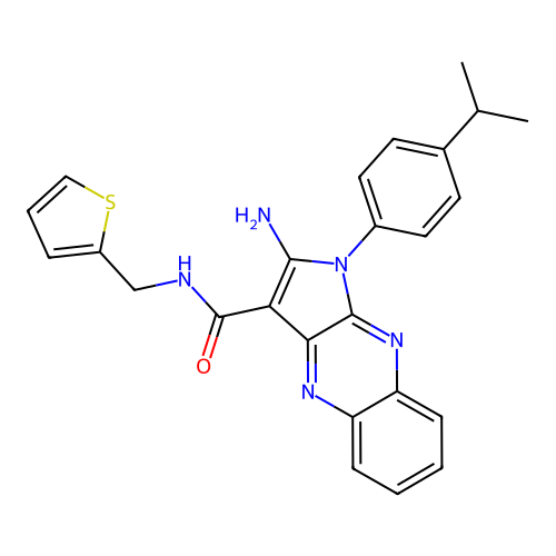 2-amino-1-(4-isopropylphenyl)-N-(thiophen-2-ylmethyl)-1H-pyrrolo[2,3-b]quinoxaline-3-carboxamide structure