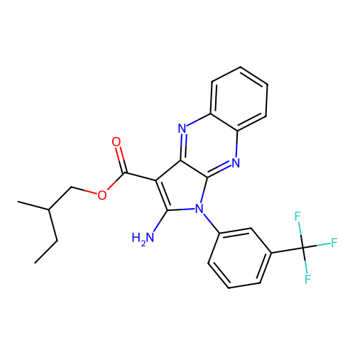 2-methylbutyl 2-amino-1-[3-(trifluoromethyl)phenyl]pyrrolo[3,2-b]quinoxaline-3-carboxylate structure