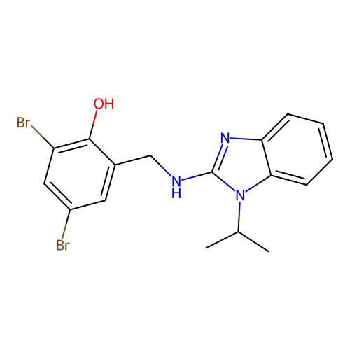 2,4-dibromo-6-({[1-(propan-2-yl)-1H-benzimidazol-2-yl]amino}methyl)phenol structure