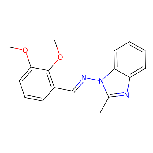 N-[(E)-(2,3-dimethoxyphenyl)methylidene]-2-methyl-1H-benzimidazol-1-amine structure