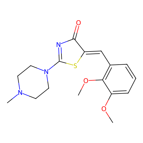 (5Z)-5-(2,3-dimethoxybenzylidene)-2-(4-methylpiperazin-1-yl)-1,3-thiazol-4(5H)-one structure